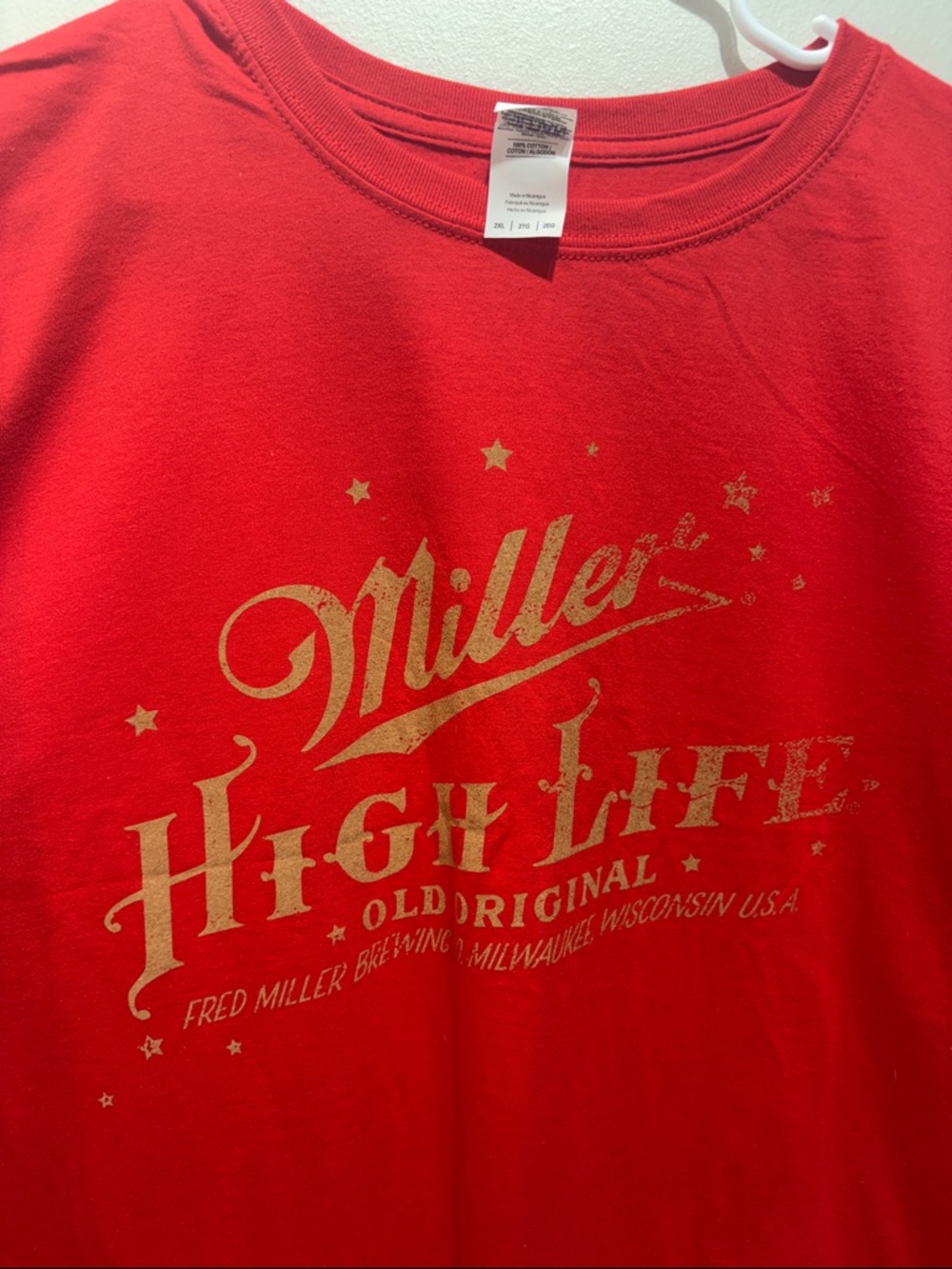 Miller High Life Red Graphic Men's T-Shirt beer tee.